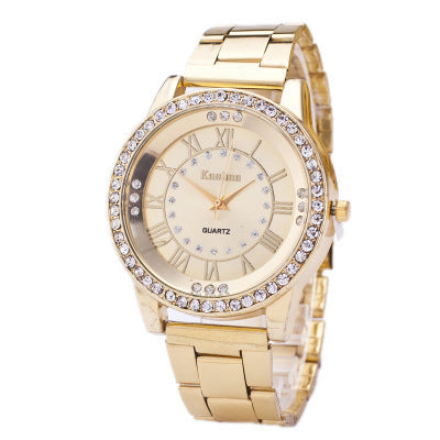 Diamond-Studded Mesh Plate Steel Belt Watch