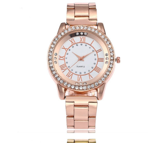 Vansvar Rose Gold Rhinestone Quartz Watch