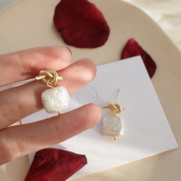 Natural Pearl Geometric Earrings