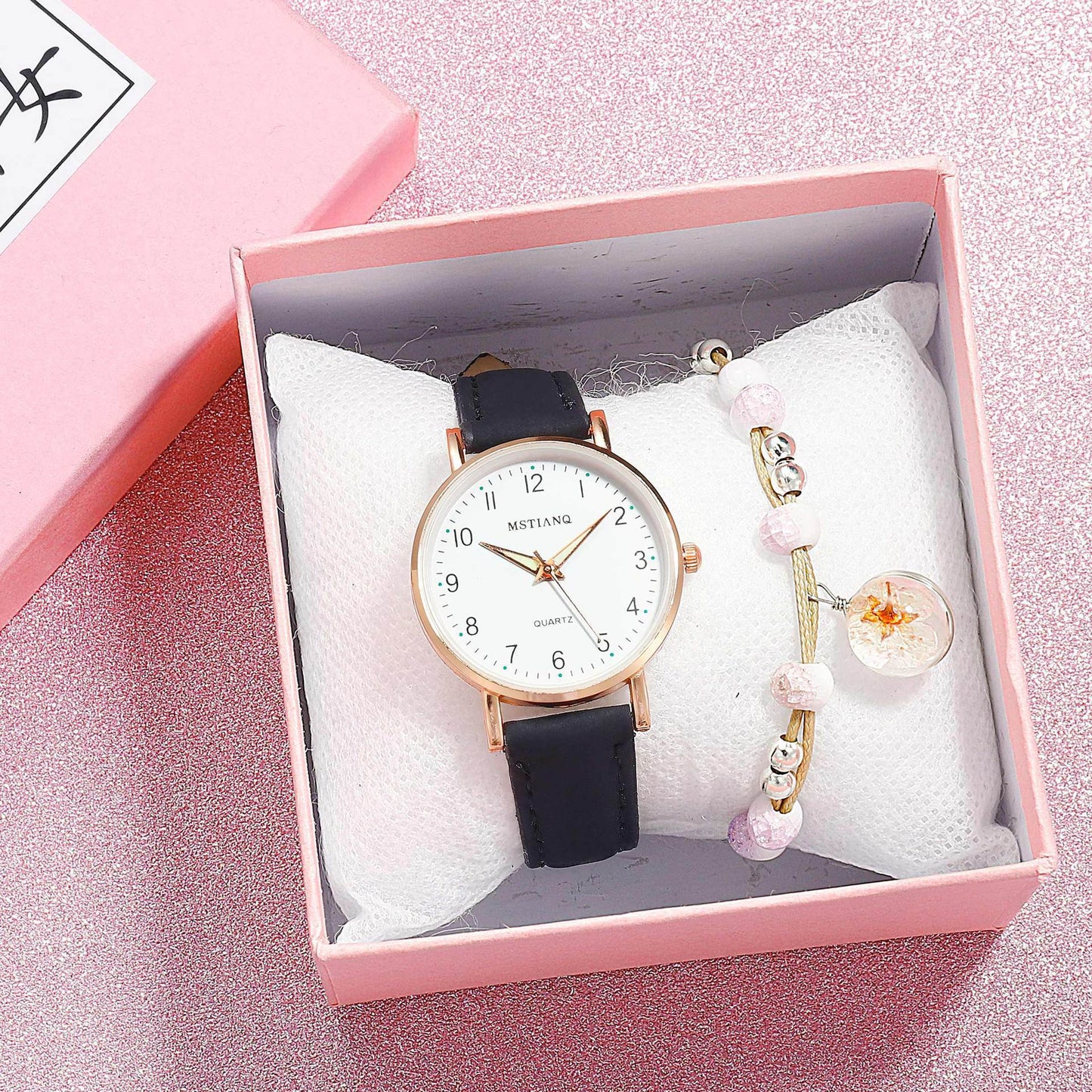 Women's Round Dial Faux Leather Quartz Watch