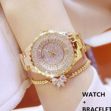 Diamond Quartz Ladies Gold Watch
