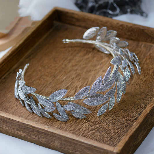 Elegant Leaf Design Artificial Zircon Hair Band