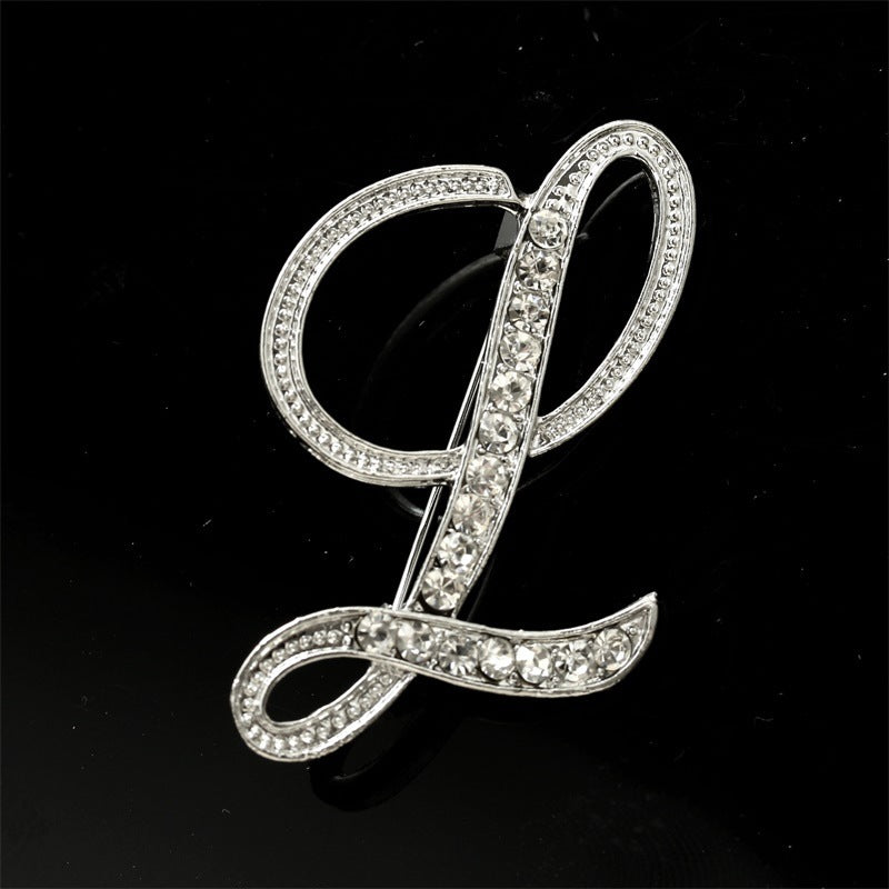 26 English Alphabet Brooch with Diamonds