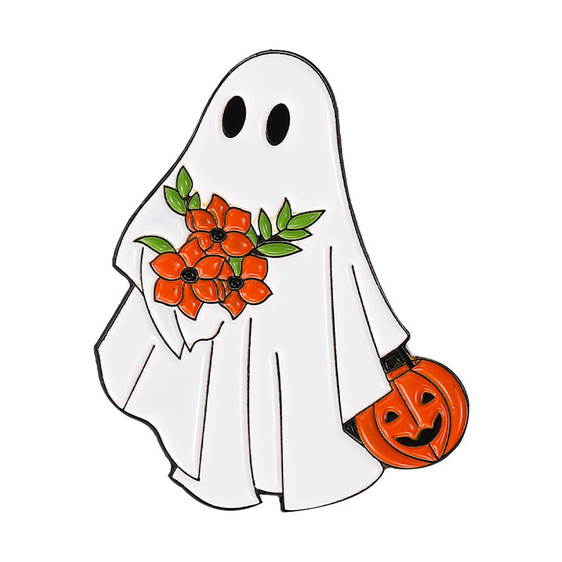 Creative Halloween Pumpkin Head Ghost Brooch