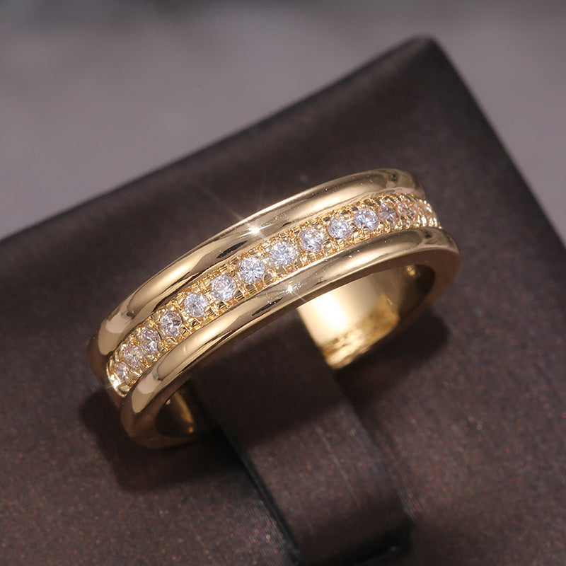 Gold Zircon Inlaid Geometric Fashion Ring