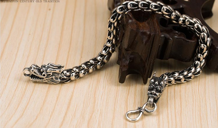 Men's Sterling Silver Dragon Bracelet