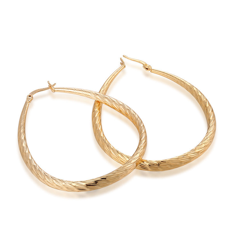 Golden Textured Frosted Drop Earrings