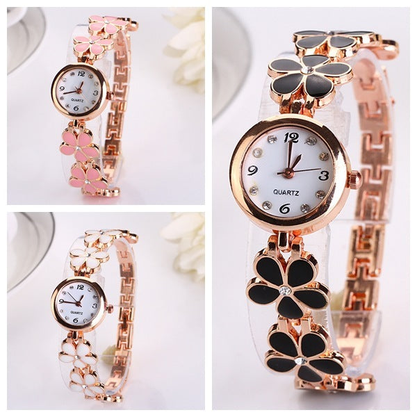Elegant Floral Bracelet Strap Quartz Watch