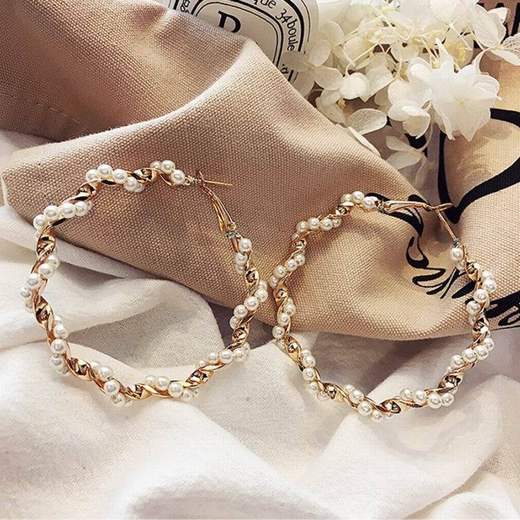 Twisted Pearl Hoop Earrings