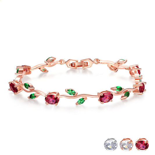 Radiant Rose Gold Plated Crystal Ladies Bracelet