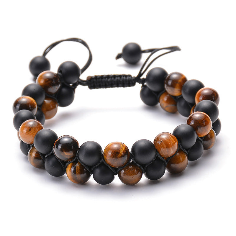 Striking Tiger Eye & Matte Black Agate Couple Bracelets