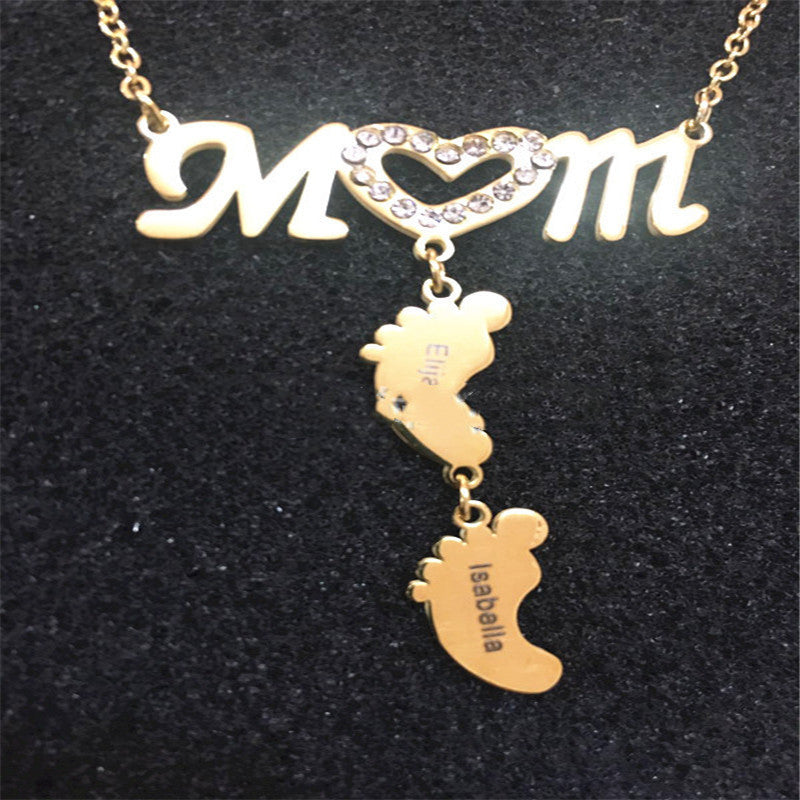 Personalized Mom Necklace with Baby Feet