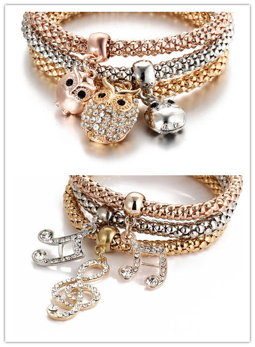 Tricolor Stretch Popcorn Chain Bracelet Set