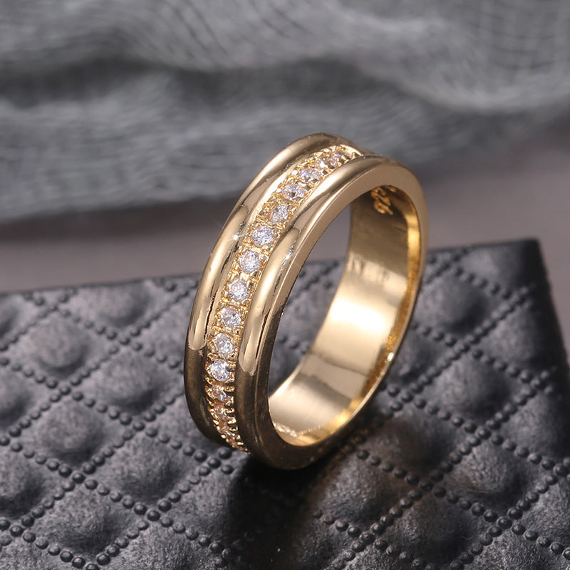 Gold Zircon Inlaid Geometric Fashion Ring
