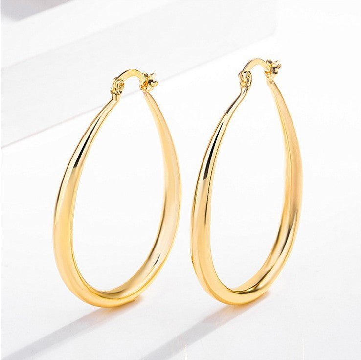 Geometric Oval Electroplated Earrings