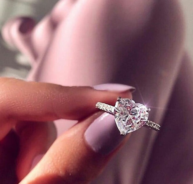 Heart-Shaped Zircon Engagement Ring