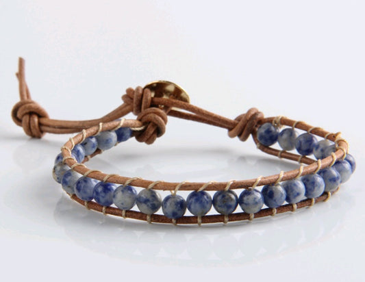 Natural Stone Leather Woven Bracelet