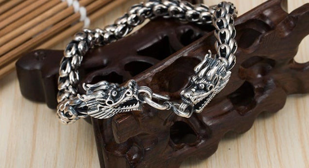 Men's Sterling Silver Dragon Bracelet