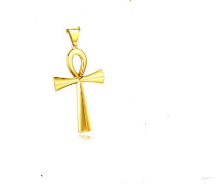 Men's Titanium Steel Ankh Cross Pendant Necklace