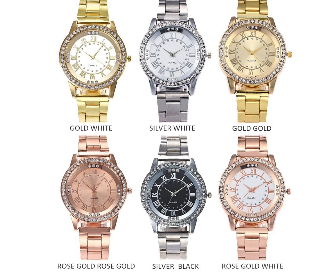 Vansvar Rose Gold Rhinestone Quartz Watch
