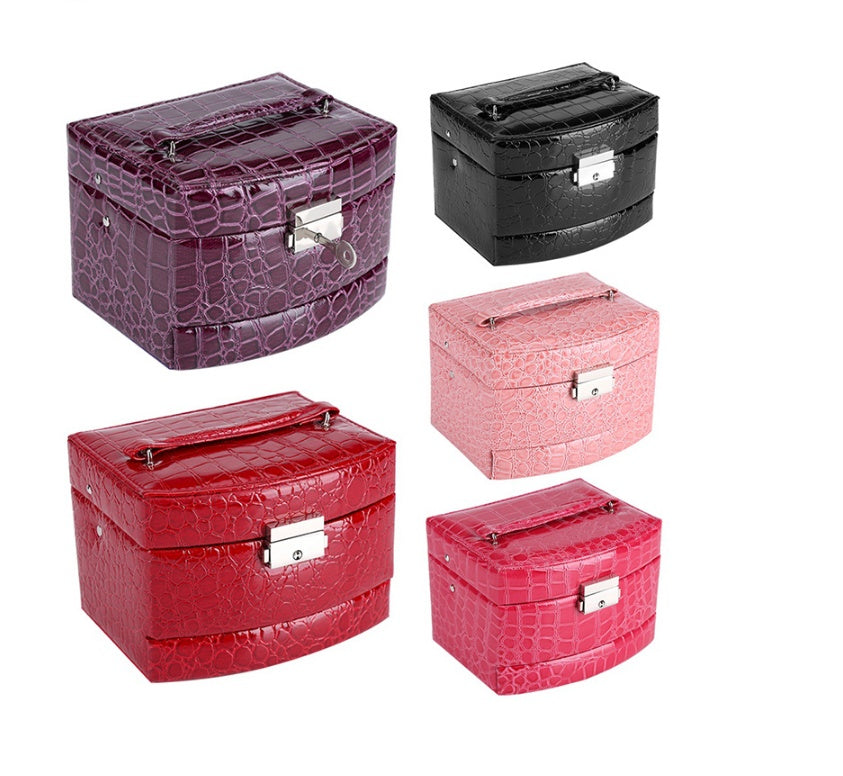 3-Layer Leather Jewelry & Makeup Organizer Box