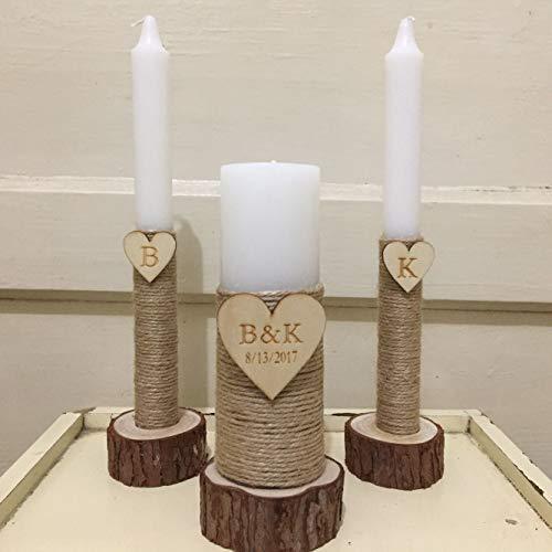 Rustic Wooden Wedding Candle Holder Set