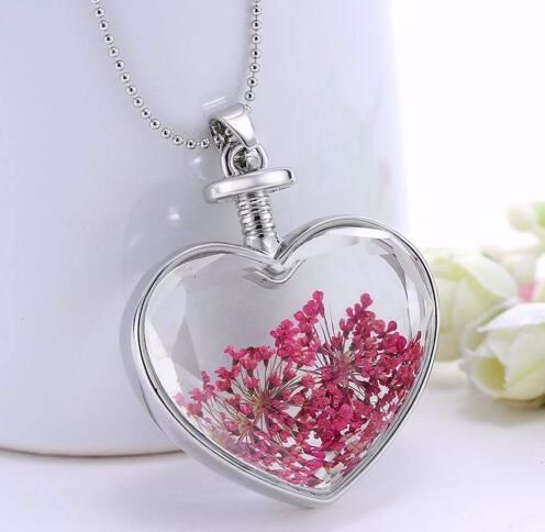 Heart Shaped Glass Pendant Necklace