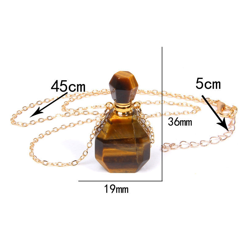 Crystal Perfume Bottle Pendant Necklace - Gold Plated Unisex Design