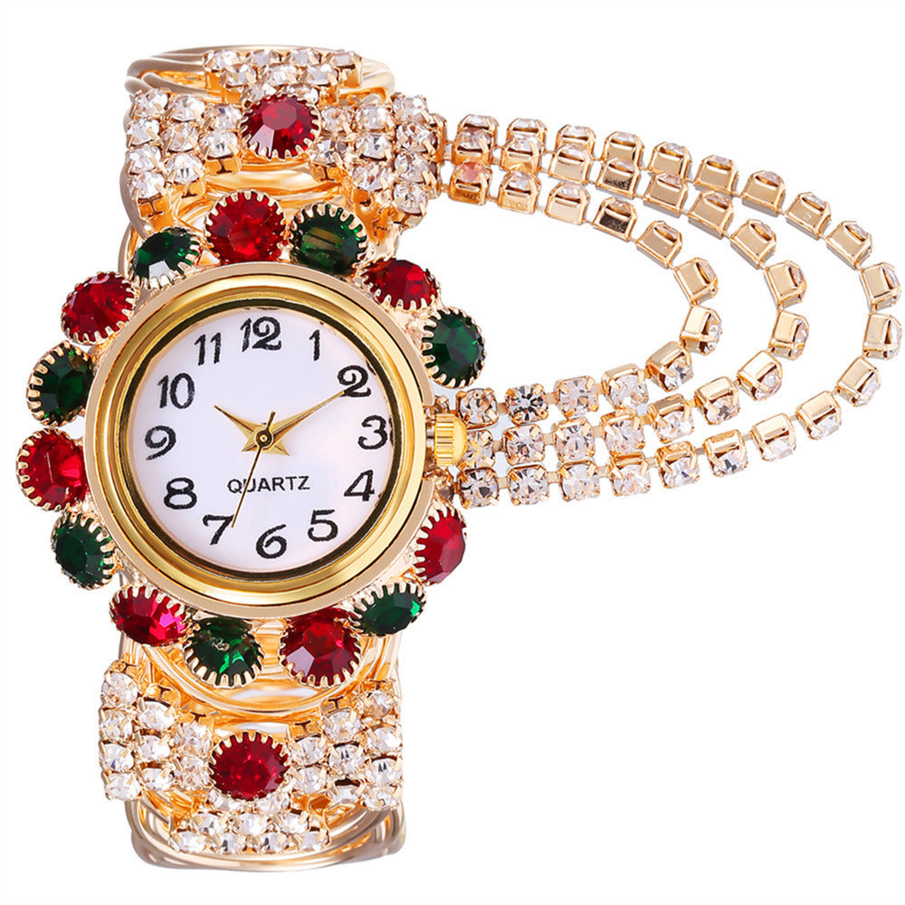 Sparkling Diamond Claw Chain Quartz Watch for Women