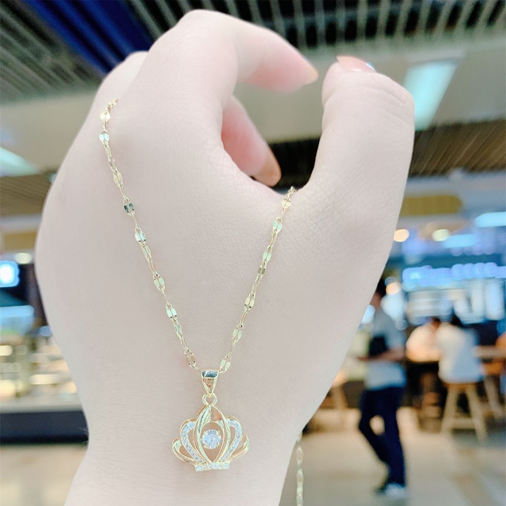 Titanium Steel Perfume Bottle Pendant Necklace - Trendy Zircon Charm