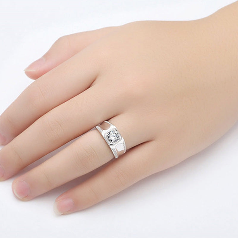Men's Sterling Silver & Moissanite/Cubic Zirconia Ring