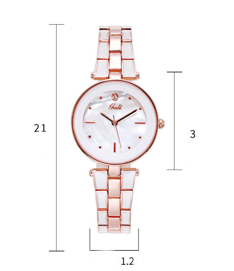 Elegant White Quartz Watch for Students & Fashion-Forward Women