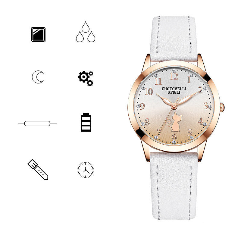 Kids' Rhinestone & Leather Quartz Watch