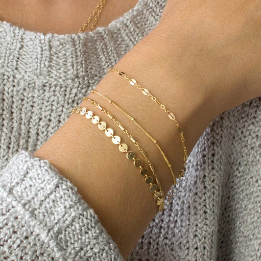 Elegant Layered Tube Chain Bracelet Set