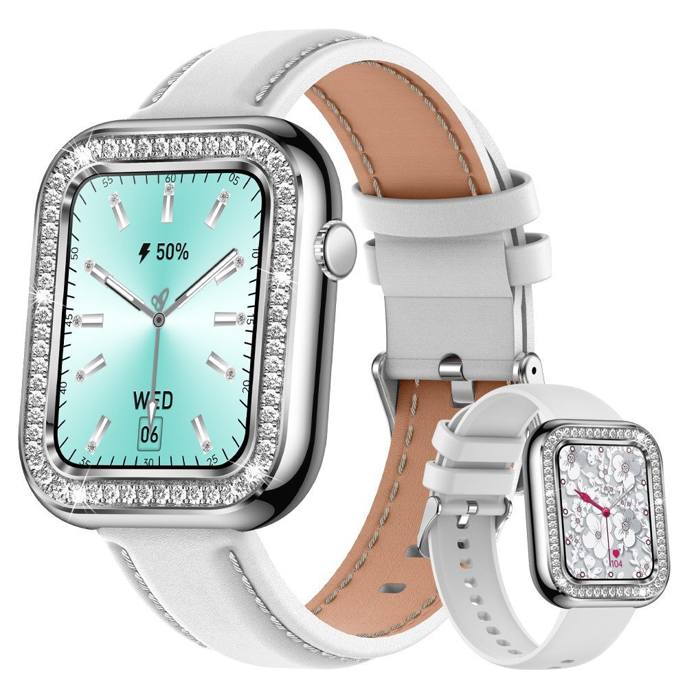 Chic Square Smartwatch for Women with Diamond Accents