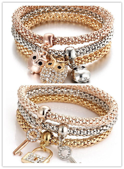 Tricolor Stretch Popcorn Chain Bracelet Set