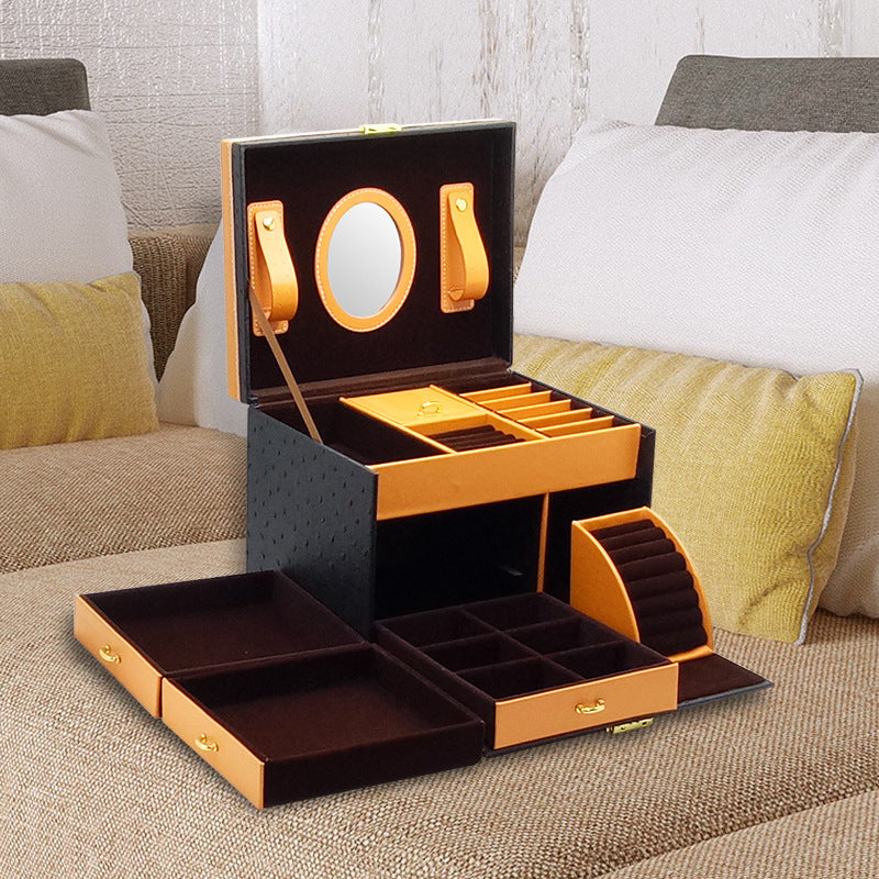 High-End Leather Jewelry Storage Drawer Box