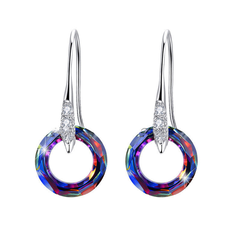 Austrian Crystal S925 Silver Universe Ear Hook Earrings