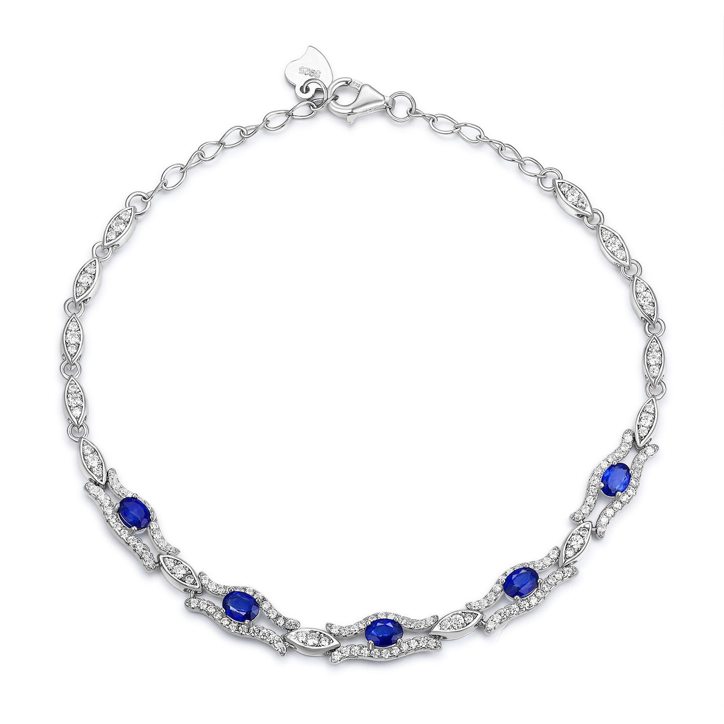 Natural Sapphire Gem Bracelet Platinum Gold Sterling Silver