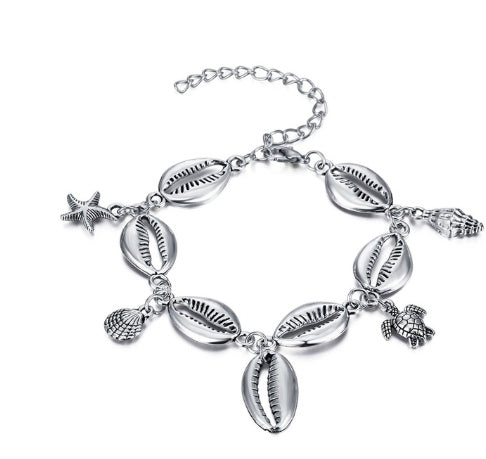 Retro Bohemian Beach Anklet with Ocean Charms