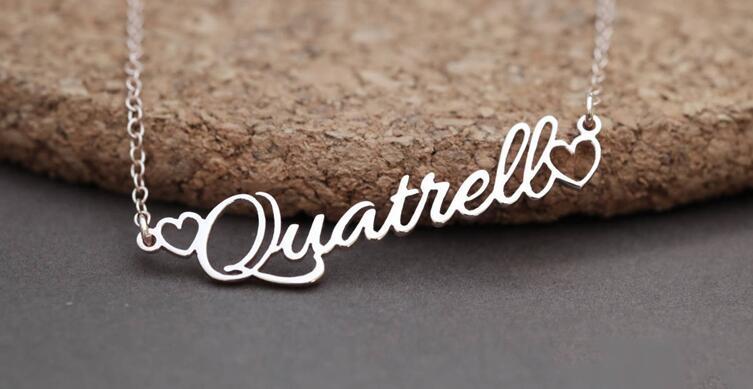 Custom Double Heart Name Necklace