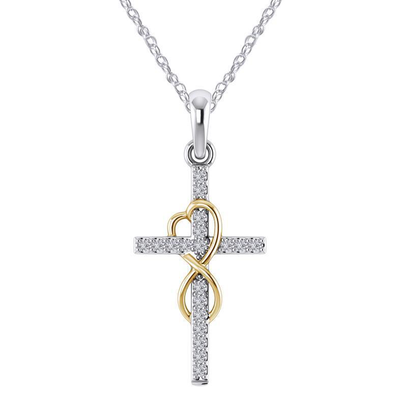 14K Gold Plated Cubic Zirconia Cross Necklace