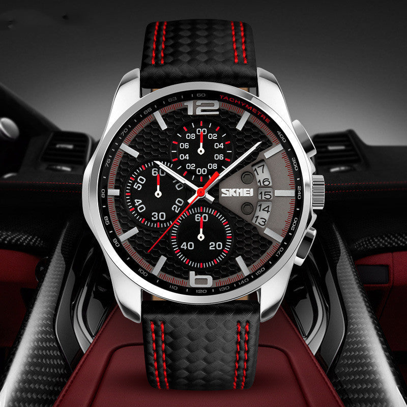 Men's Leather Quartz Sports Watch