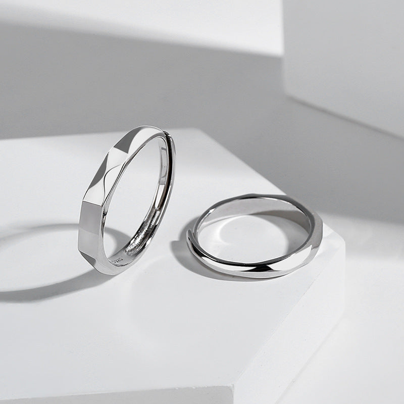 Adjustable Sterling Silver Light Projection Couple Rings