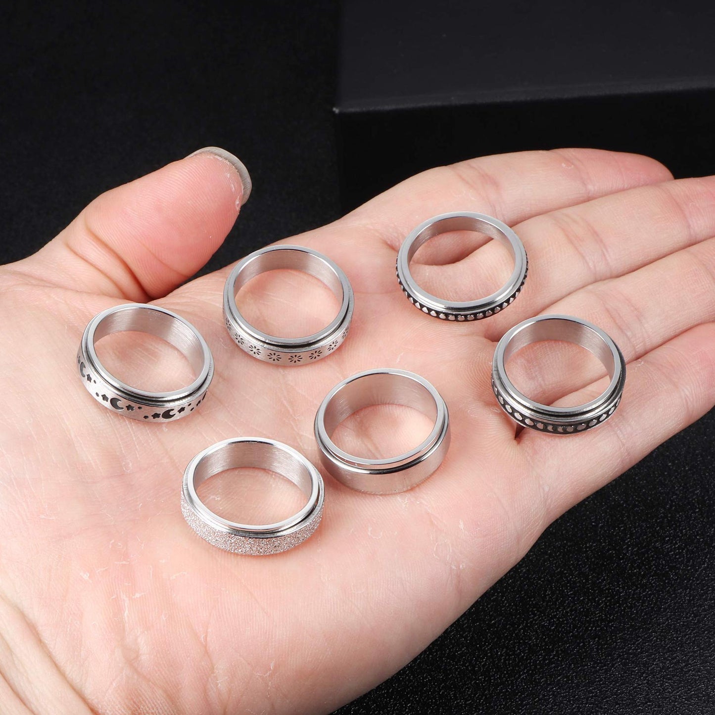 Stainless Steel Rotatable Spinner Ring for Anxiety Relief