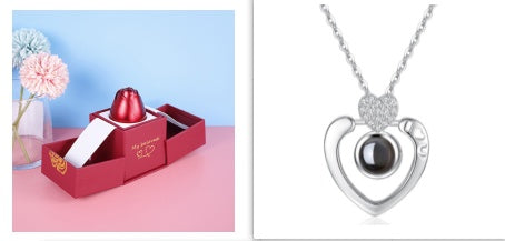 Romantic Rose & Crystal Necklace Gift Set