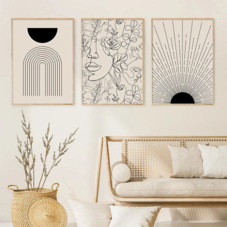 Boho Canvas Abstract Lines Wall Art