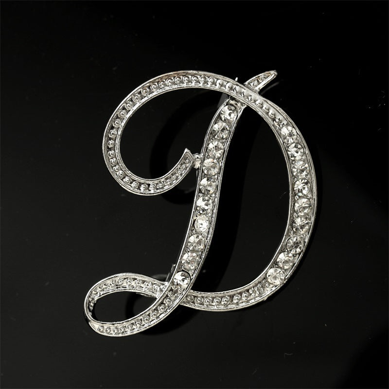 26 English Alphabet Brooch with Diamonds