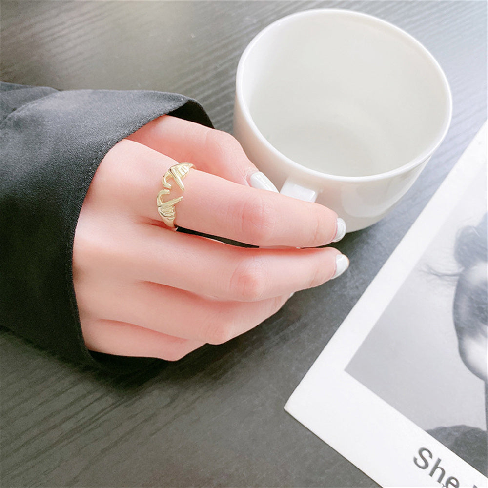 Romantic Heart Hand Hug Fashion Ring