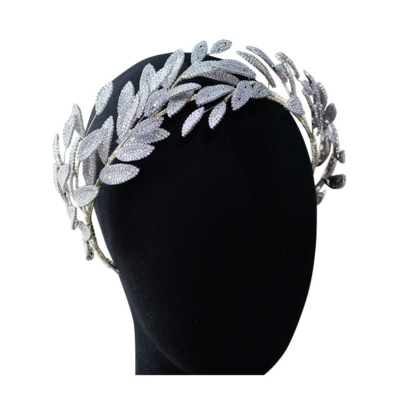 Elegant Leaf Design Artificial Zircon Hair Band